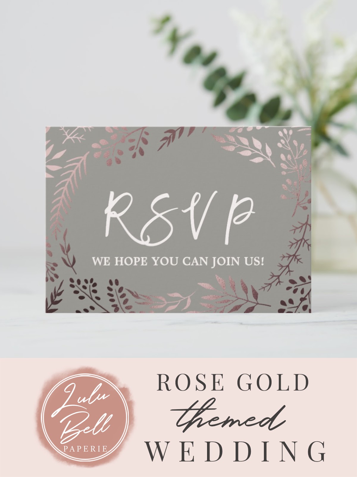 Elegant Rose Gold and Gray RSVP Response Cards
