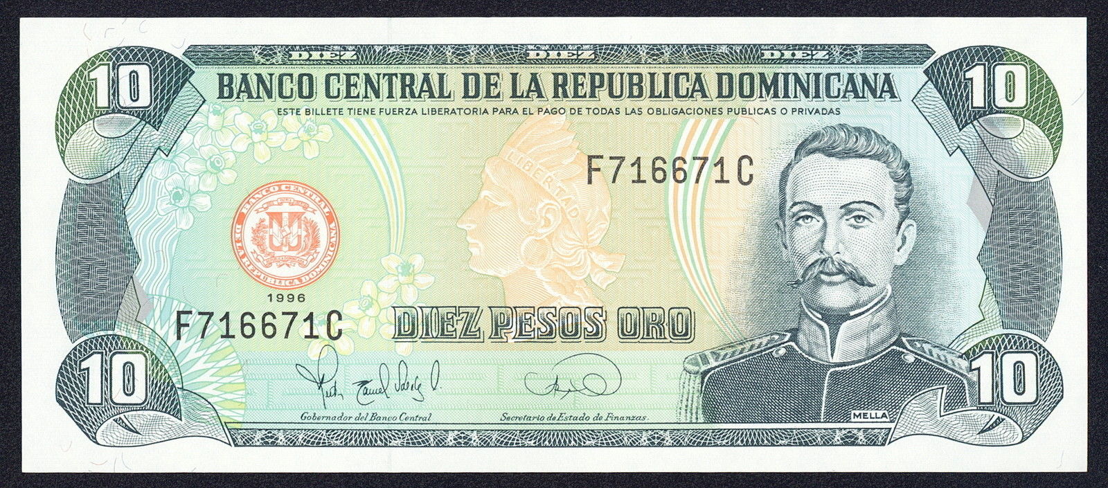 Dominican Republic 10 Pesos Oro banknote 1996 Mella|World Banknotes ...