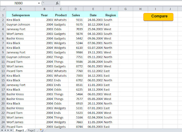 excel vba compare two columns