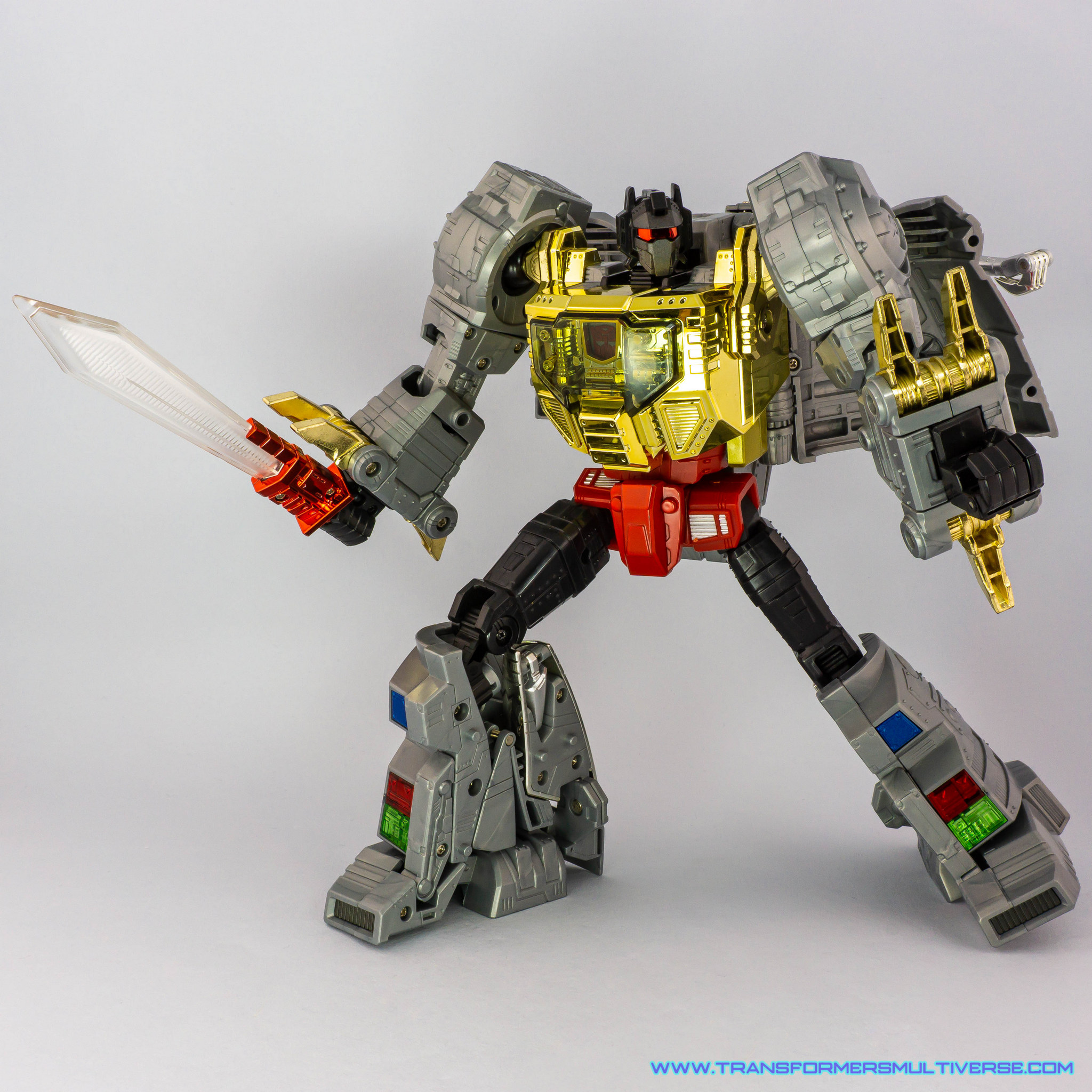 Transformers Masterpiece Grimlock robot mode posed with sword