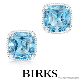 Meghan Markle wore Birks Bee Chic Blue Topaz Silver Stud Earrings
