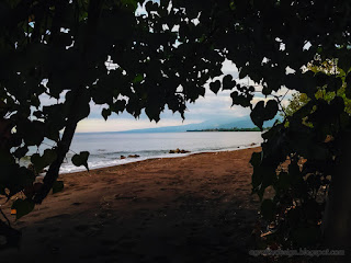 Dusk Light Tropical Beach View And Natural Leaves Of Wild Shady Tree At Umeanyar Village North Bali Indonesia