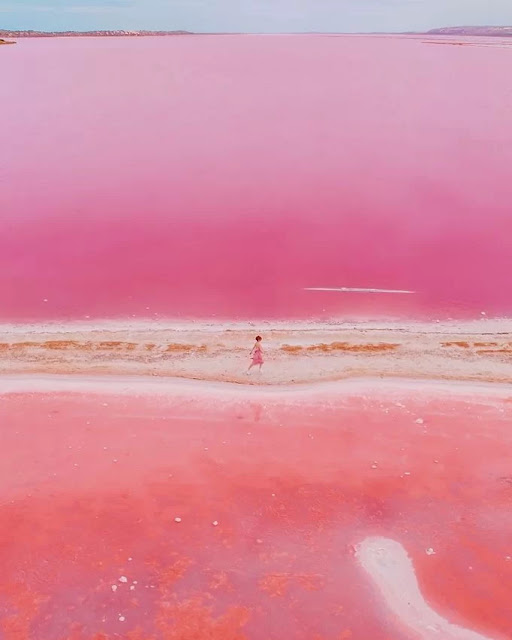 The picturesque pink lake in Australia