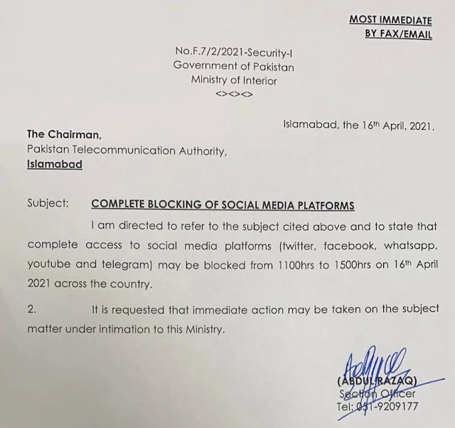 Pakistan Temporarily Bans All Social Media Apps and Sites