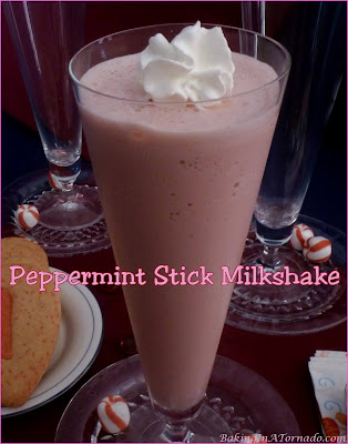 Peppermint Stick Milkshake is for celebrations. Spring, birthday, Valentine’s Day, holiday season or any day, this sweet is a treat. | Recipe developed by www.BakingInATornado.com | #recipe #peppermint