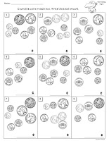 Pirate Theme Coin Counting Worksheets