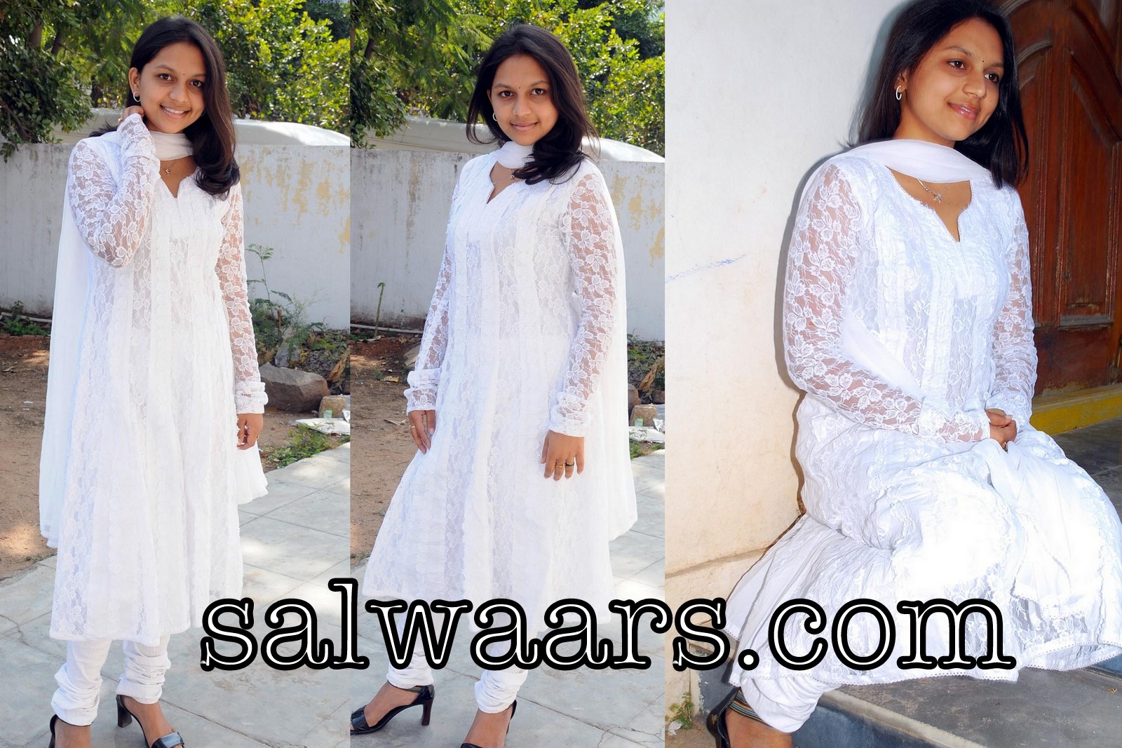 White full sleeve churidar Clearance