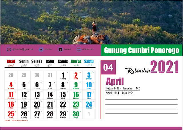 Kalender 2021 Bulan April