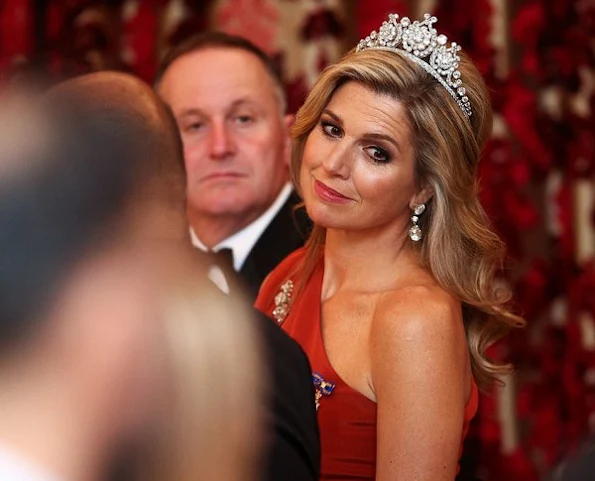 Queen Maxima diamond Tiara, wore Claes Iversen dress, Diamond earrings