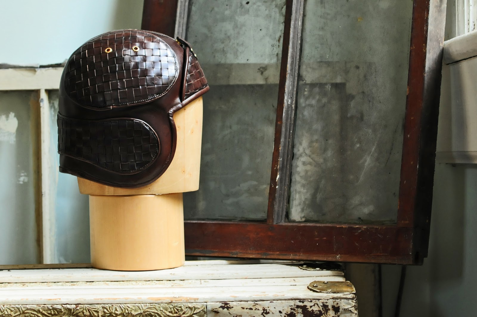 OPHILYA. Handmade Woven Leather Helmet