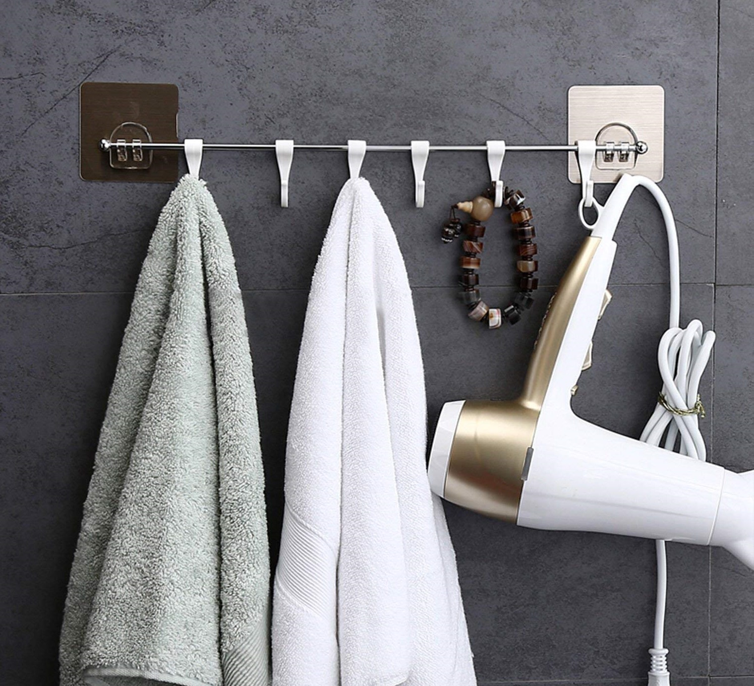 Magic Sticker Series Self Adhesive Bathroom Towel Hanger Hook Kitchen Hanger Hooks (6 Hooks)