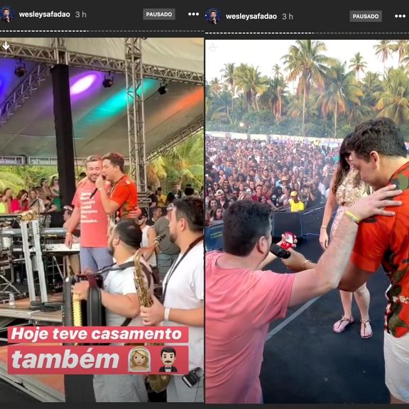 Show de Wesley Safadão é interrompido por pedido de casamento de fã