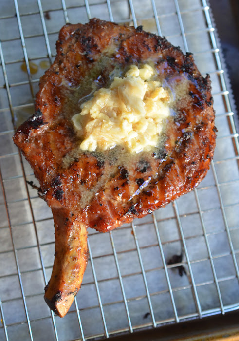 Bourbon pork chop with brown sugar butter