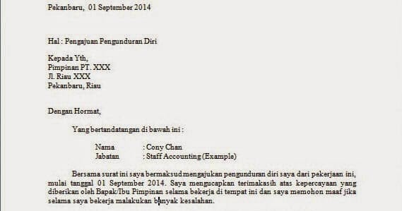 Contoh Surat Resign Hotel Simple Contoh Etc Contoh Surat Resign Hotel Simple Contoh Etc