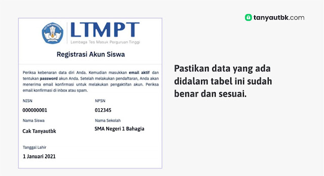 Biodata - Daftar Akun LTMPT 2021