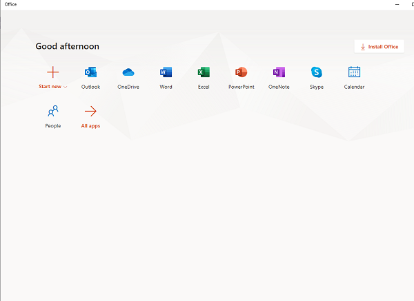 Aplicación de Office en Windows 10