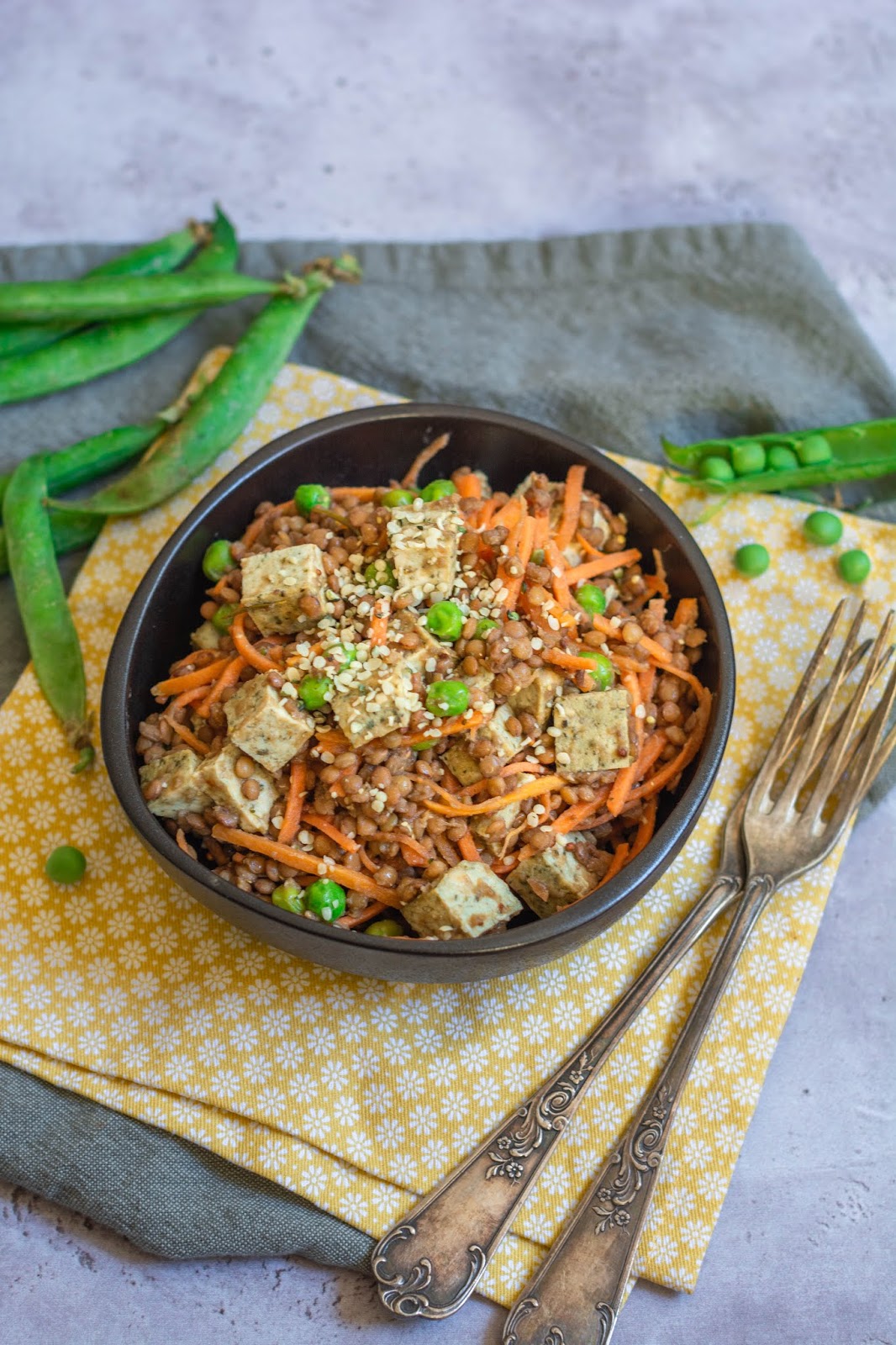 Rosenoisettes: Salade de lentilles roses, carottes, petits ...