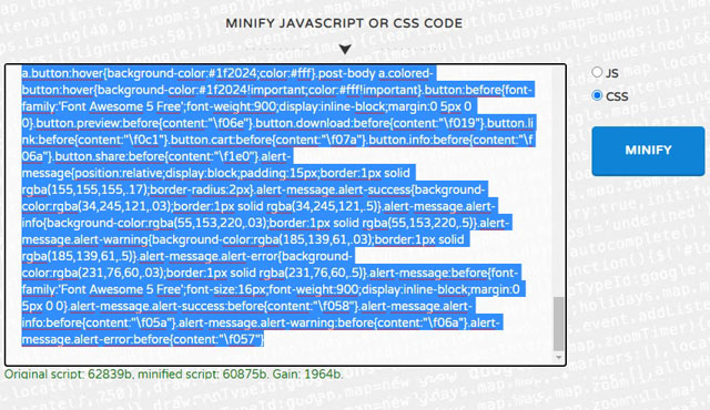 Minify CSS Online