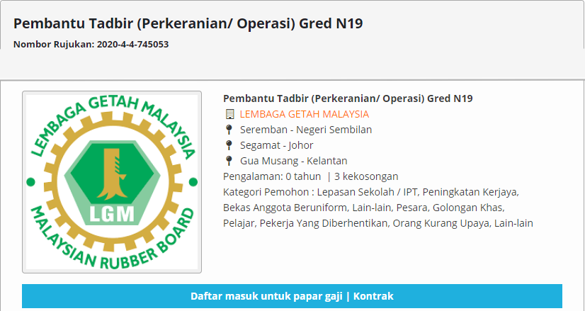 Kosong lembaga malaysia jawatan getah Jawatan Kosong