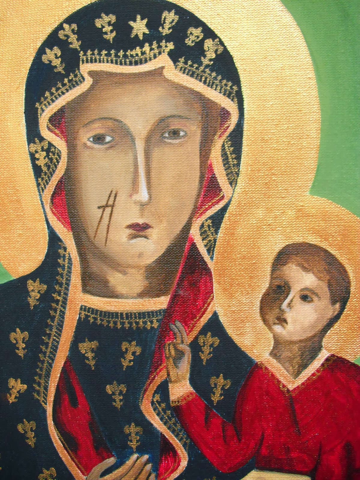 Obraz Matki Boskiej Częstochowskiej Rysy AngelitoVuelArt, Working: Matka Boska Częstochowska