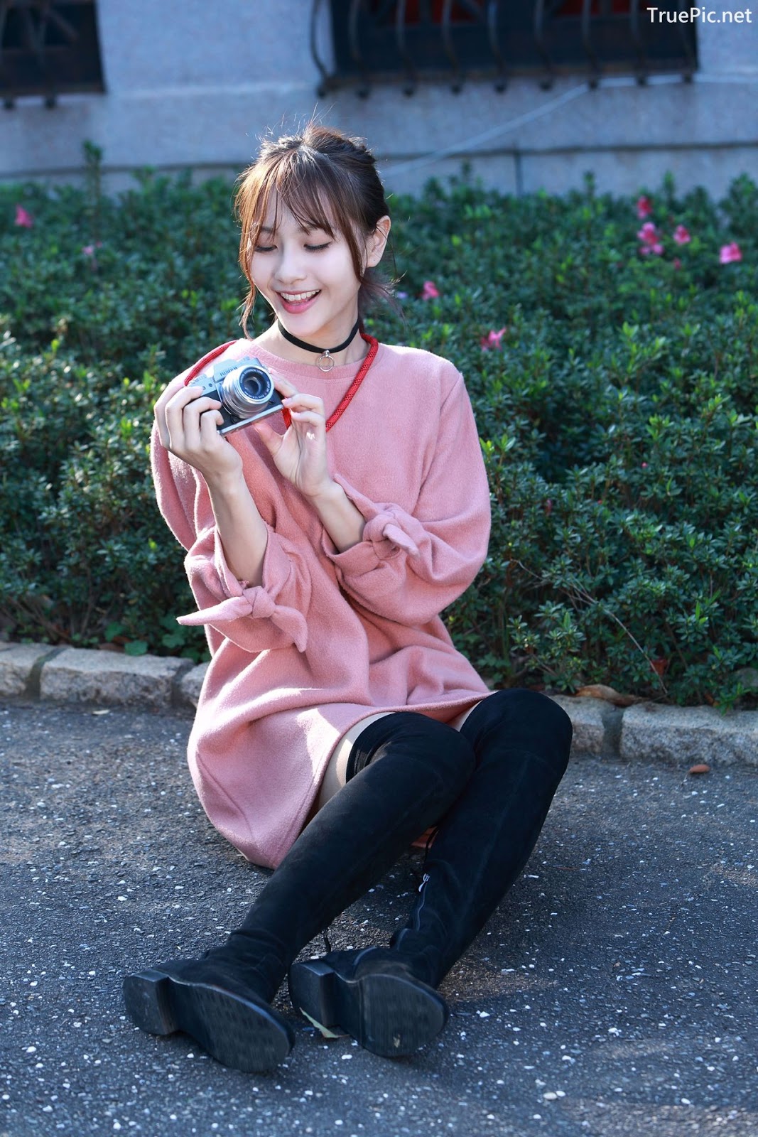 Image-Taiwanese-Model-郭思敏-Pure-And-Gorgeous-Girl-In-Pink-Sweater-Dress-TruePic.net- Picture-77