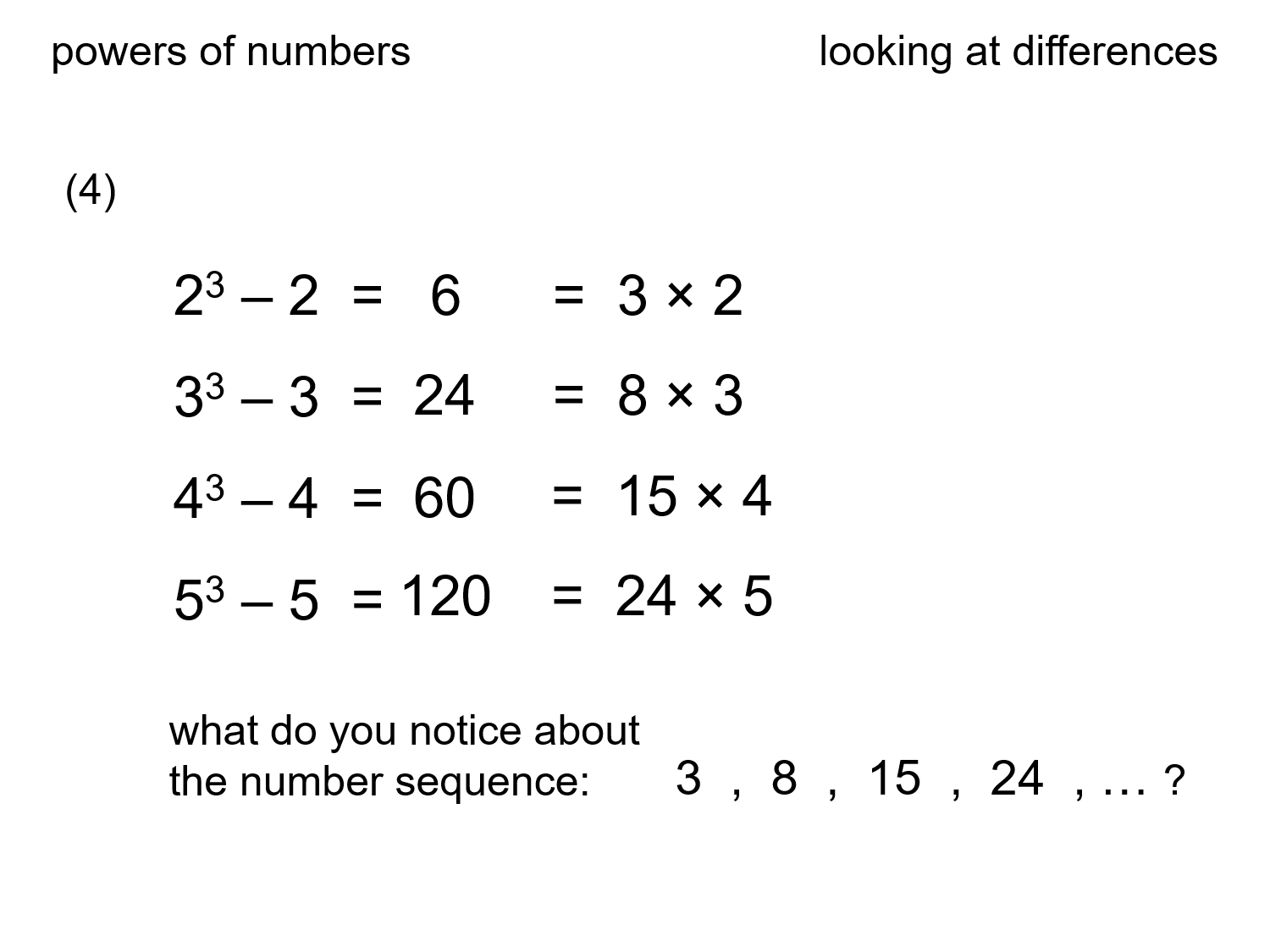 MEDIAN Don Steward mathematics teaching: difference between powers