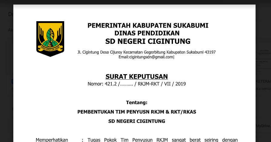 SK Tim Penyusun dan Berita Acara RKJM, RKT, RKAS SDN
