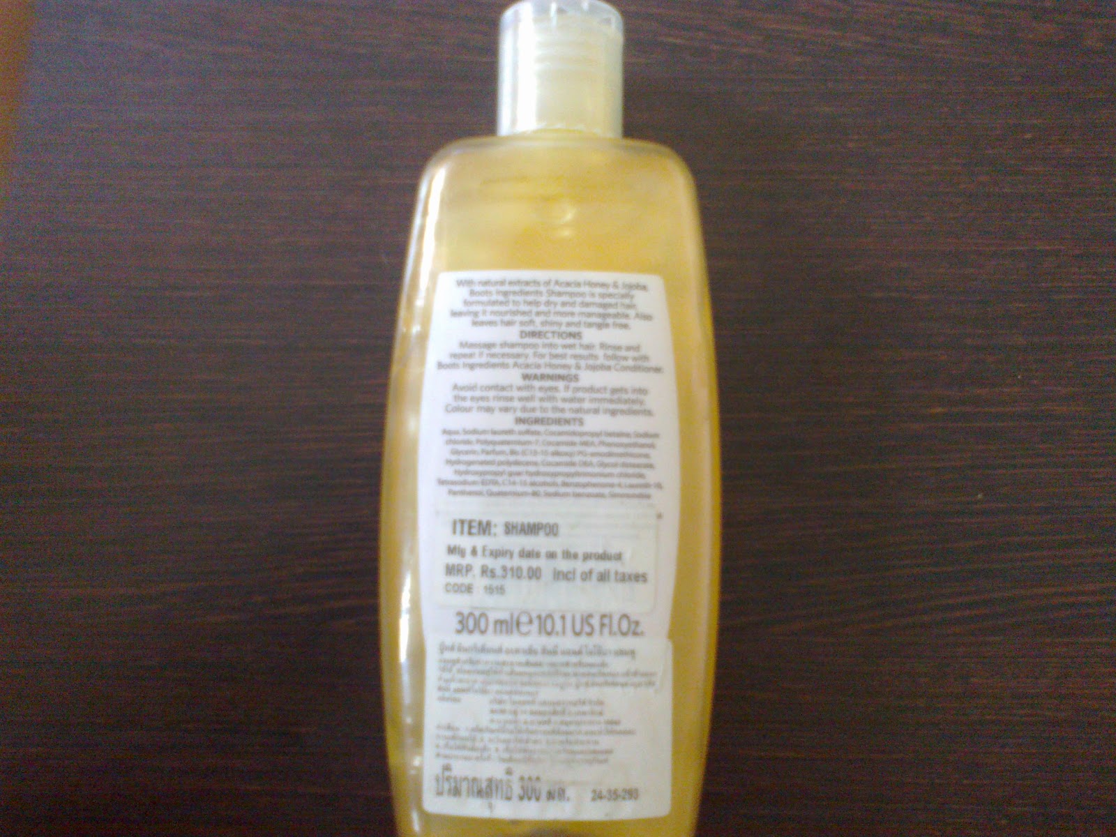 Love yourself Boots Acacia Honey And Jojoba Shampoo