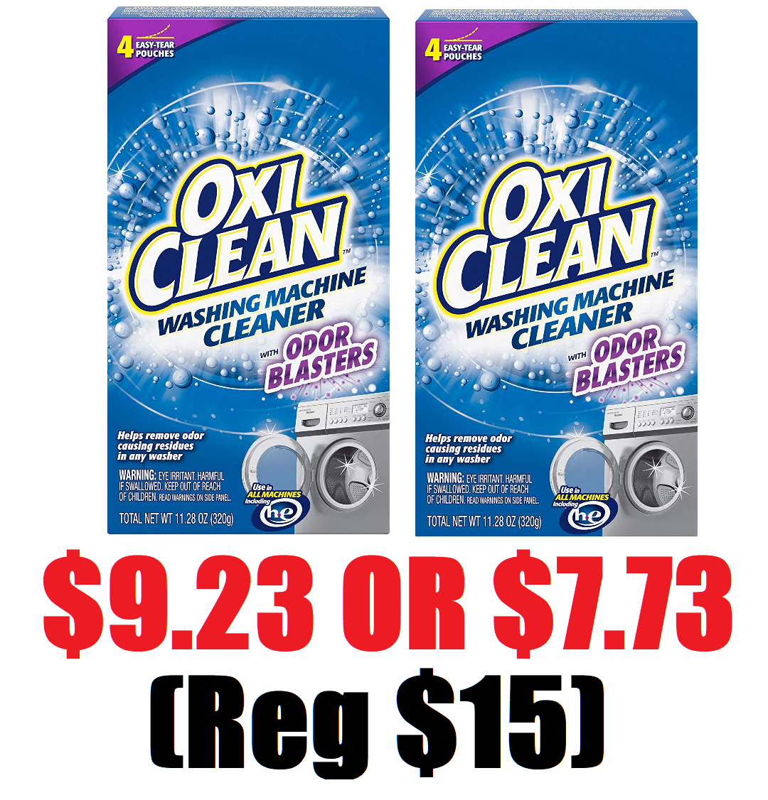 2 Boxes of 4ct OxiClean Washing Machine Cleaner with Odor Blasters 9.