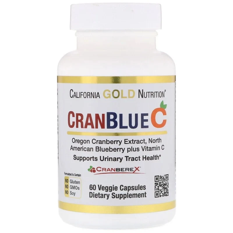 California Gold Nutrition, CranBlueC, клюква и голубика с витамином C, 60 растительных капсул