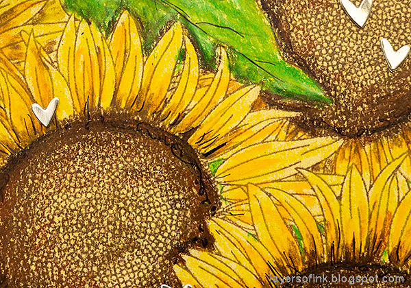 Layers of ink - Sunflowers with colored pencils tutorial by Anna-Karin Evaldsson.