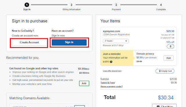 buying a domain on godaddy