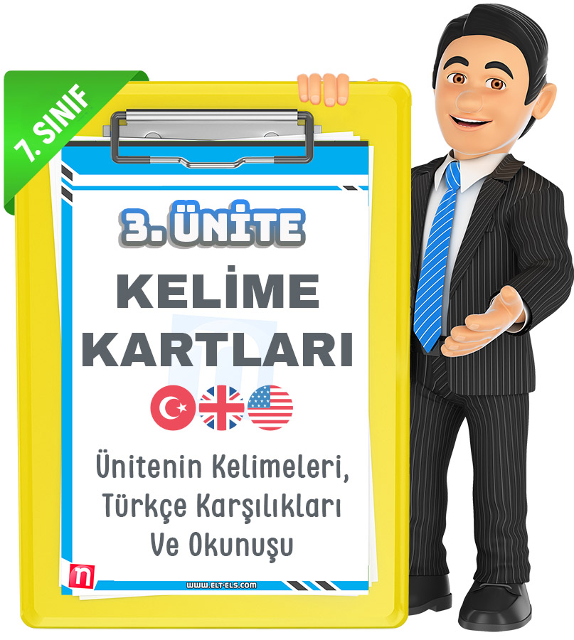 7. Sınıf 3. Ünite Kelime Kartları | İngilizce Öğrenmenin En Eğlenceli yolu