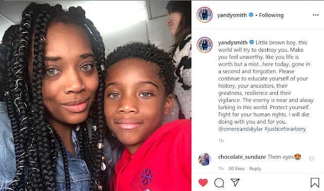 Yandy Posts Message to Son, Omere in Wake of Ahmaud Arbery's Death