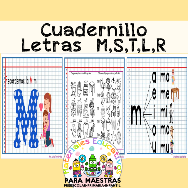 Cuaderno de letras M,S,T, L, R | Materiales Educativos para Maestras