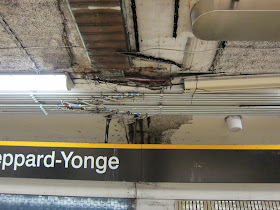 Ceiling and conduits at Sheppard-Yonge subway