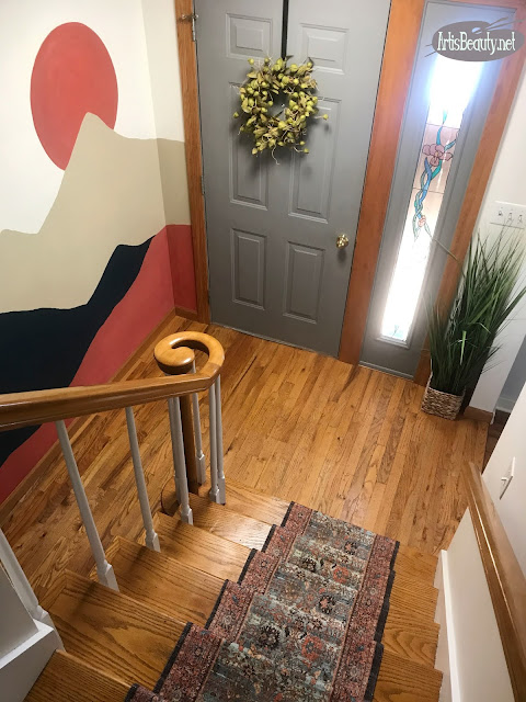 persian rug, vintage, diy, stair runner replacement using throw rugs, ryobi, before and after.