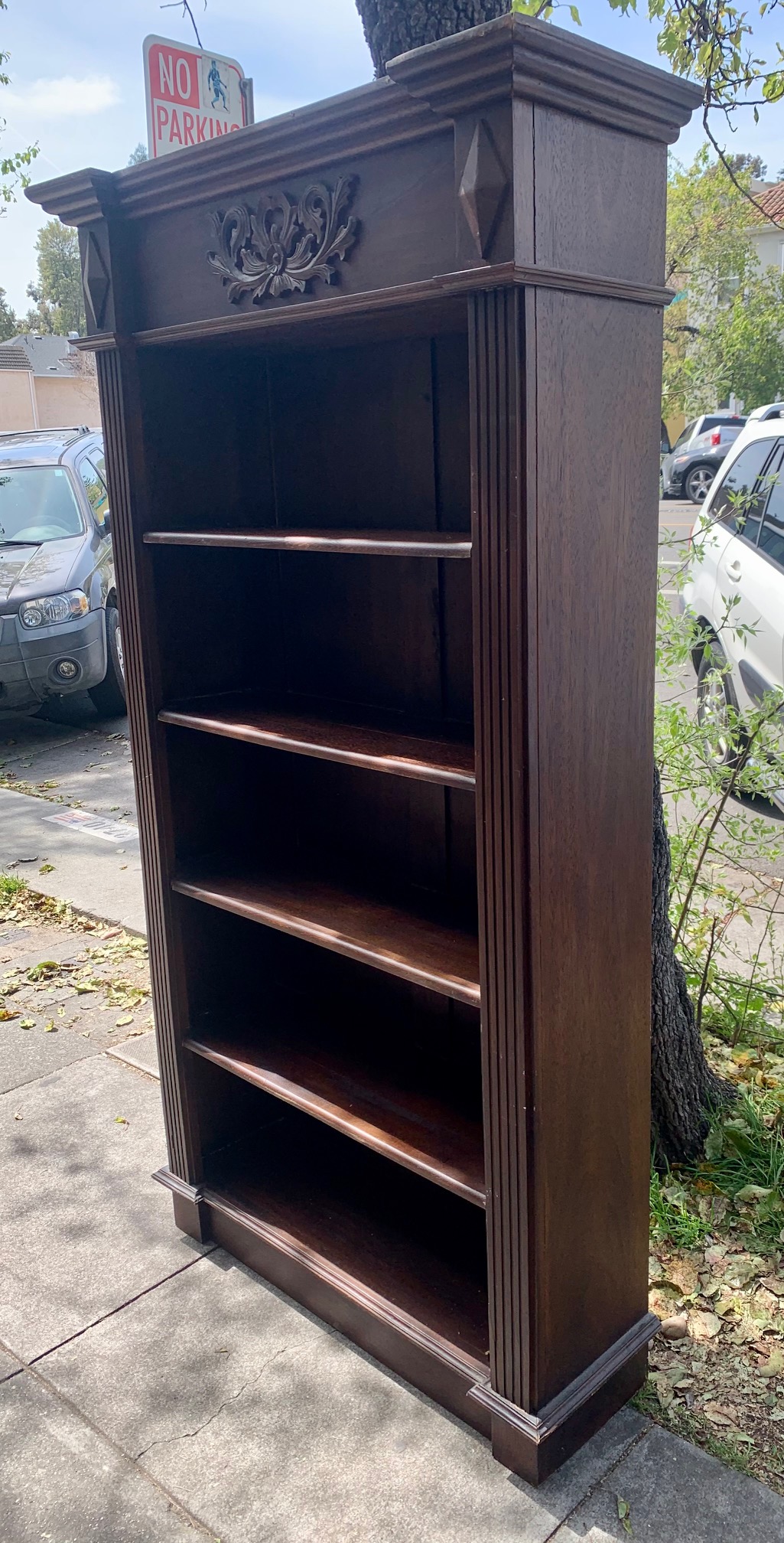 UHURU FURNITURE & COLLECTIBLES SOLD 104960 Crowned Dark Wood Shelf 42