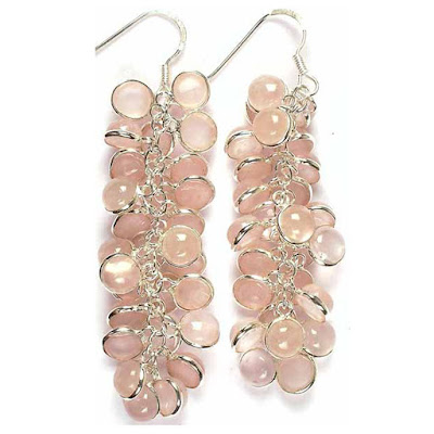 Silver Sterling Rose Quartz Bunch Earrings Silver Sterling Rose Quartz Bunch Earrings