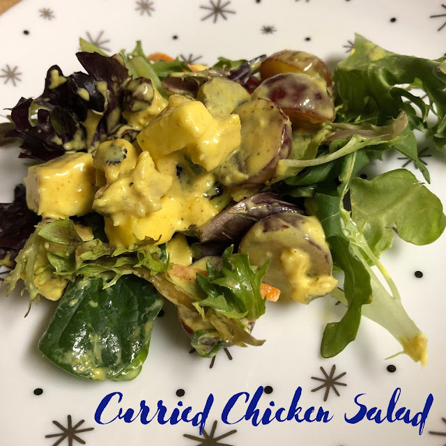 Curried Chicken Salad by Butter and Vine is full of veggies, fruit and chicken with a delicious curry dressing.