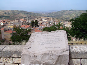 Leonardo Sciascia's dedication to Racalmuto on a stone overlooking the town, to which he was deeply attached