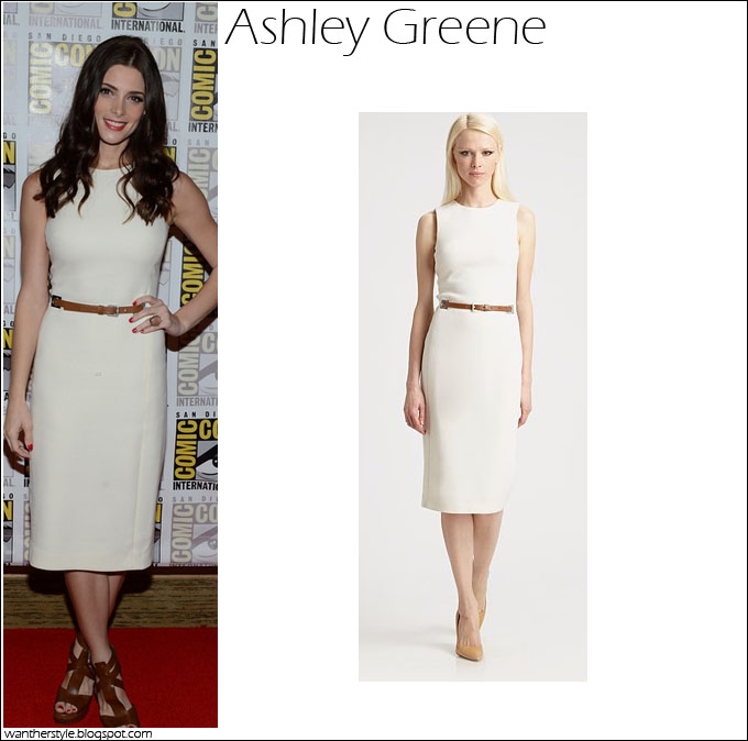 WHAT SHE WORE: Ashley Greene in white belted Michael Kors dress at the  Comic Con ~ I want her style - What celebrities wore and where to buy it.  Celebrity Style