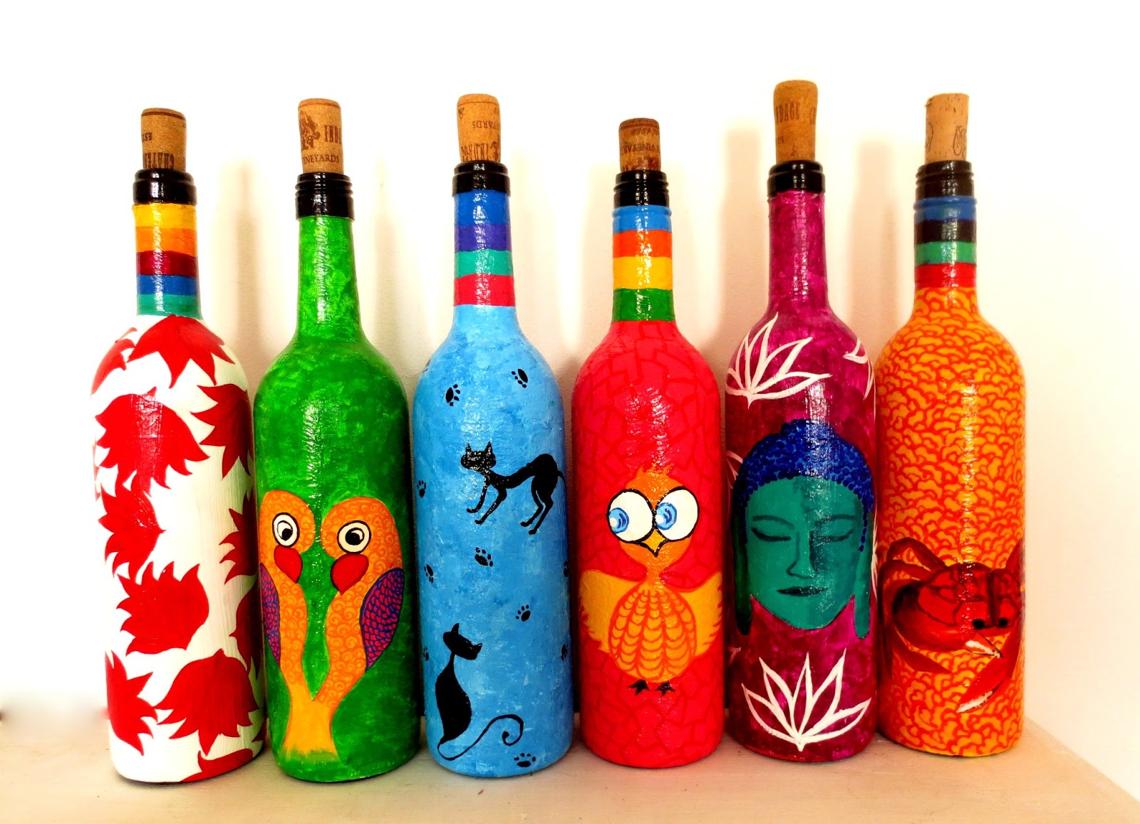 Pyjama Party Studio: Recycle.Reuse.Rehydrate-hand-painted bottles