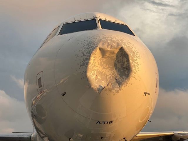 Delta Flight hit by mysterious object damaging the nose cone  Delta-flight-nose%2Bcone-hit-mysterious-object%2B%25283%2529