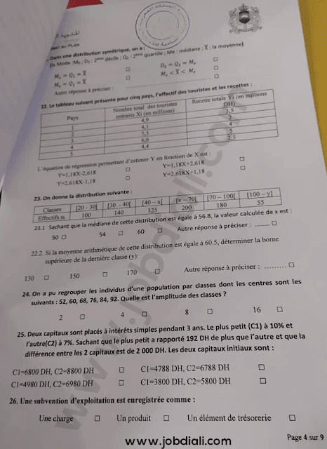 Exemple Concours des techniciens de 3ème grade 2021 HCP - Haut Commissariat au Plan