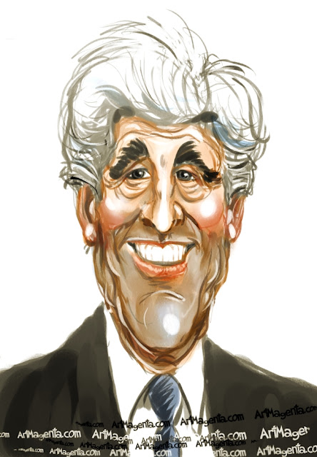 John Kerry caricature cartoon. Portrait drawing by caricaturist Artmagenta