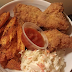 Homemade 3 Piece fried Chicken Meal with ketchup , Coleslaw And sweet Potatoe Fries