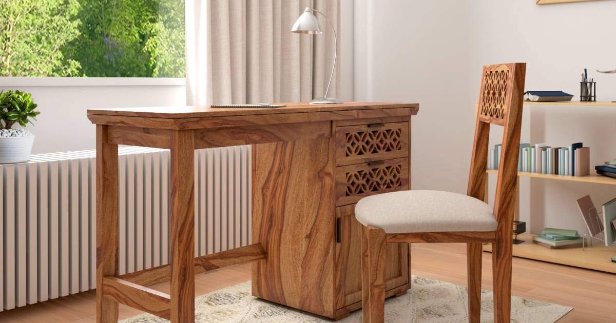 Jodhpur Solid Sheesham Wood Study Table With Chair For Home