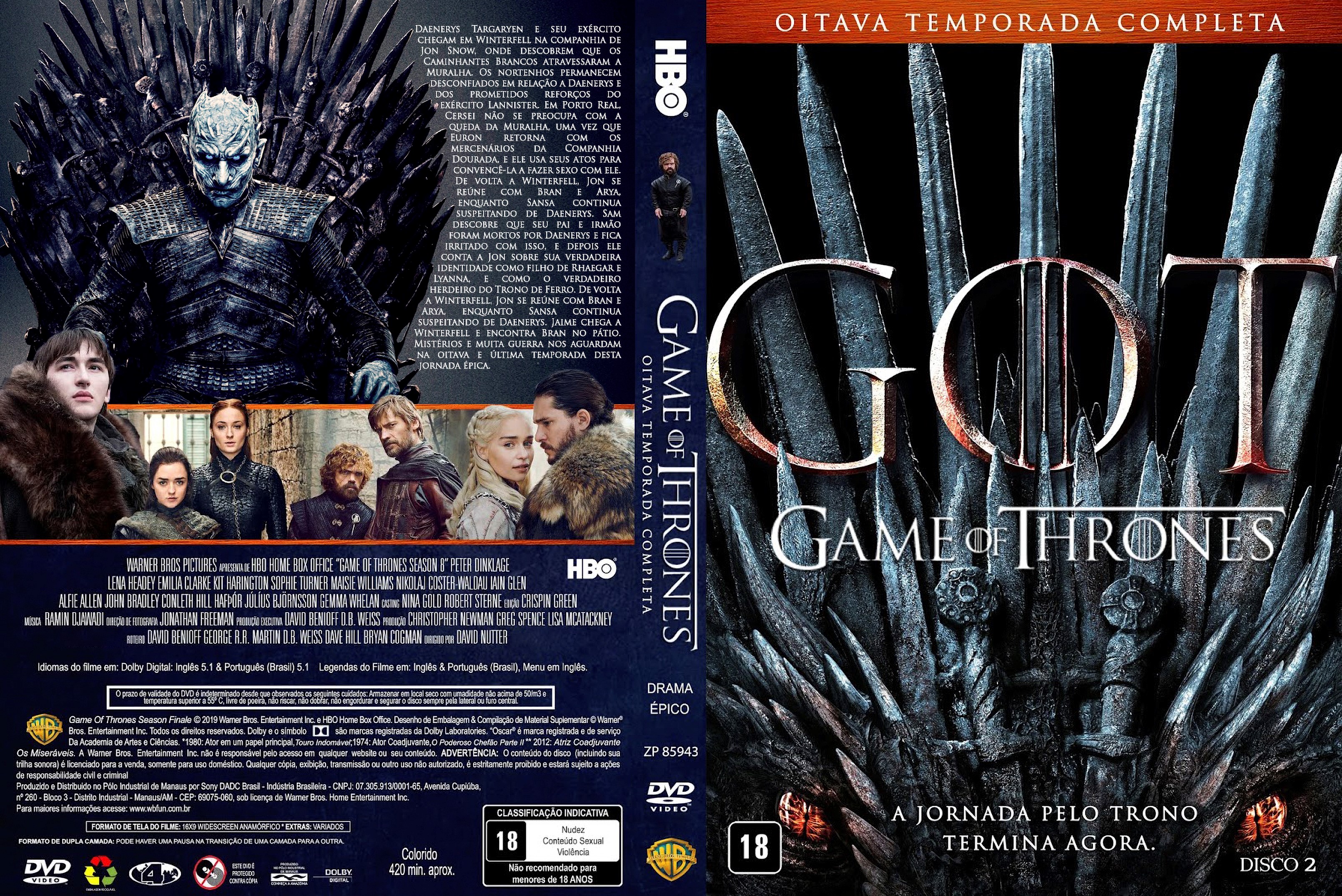 Game Of Thrones 8ª Temporada DVD Capa DVD Capas