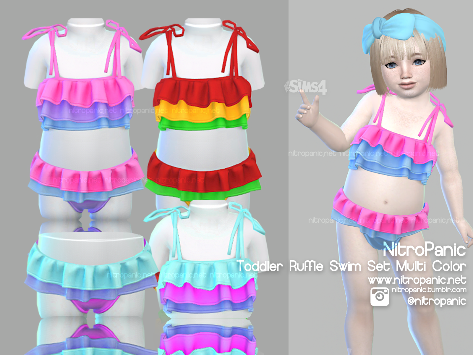 Toddler Ruffle Swim Set for The Sims 4